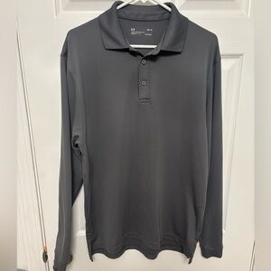 Under Armour Men's Dark Gray Polo Long Sleeved Shirt. Medium